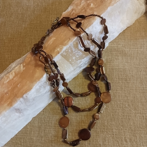 Chunky Brown Multi Strand Necklace - Picture 3 of 7